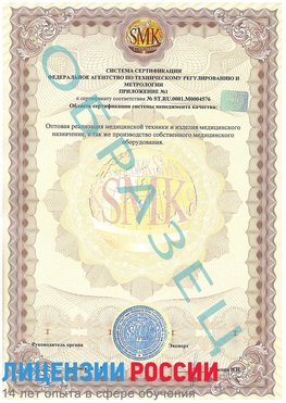 Образец сертификата соответствия (приложение) Камень-Рыболов Сертификат ISO 13485
